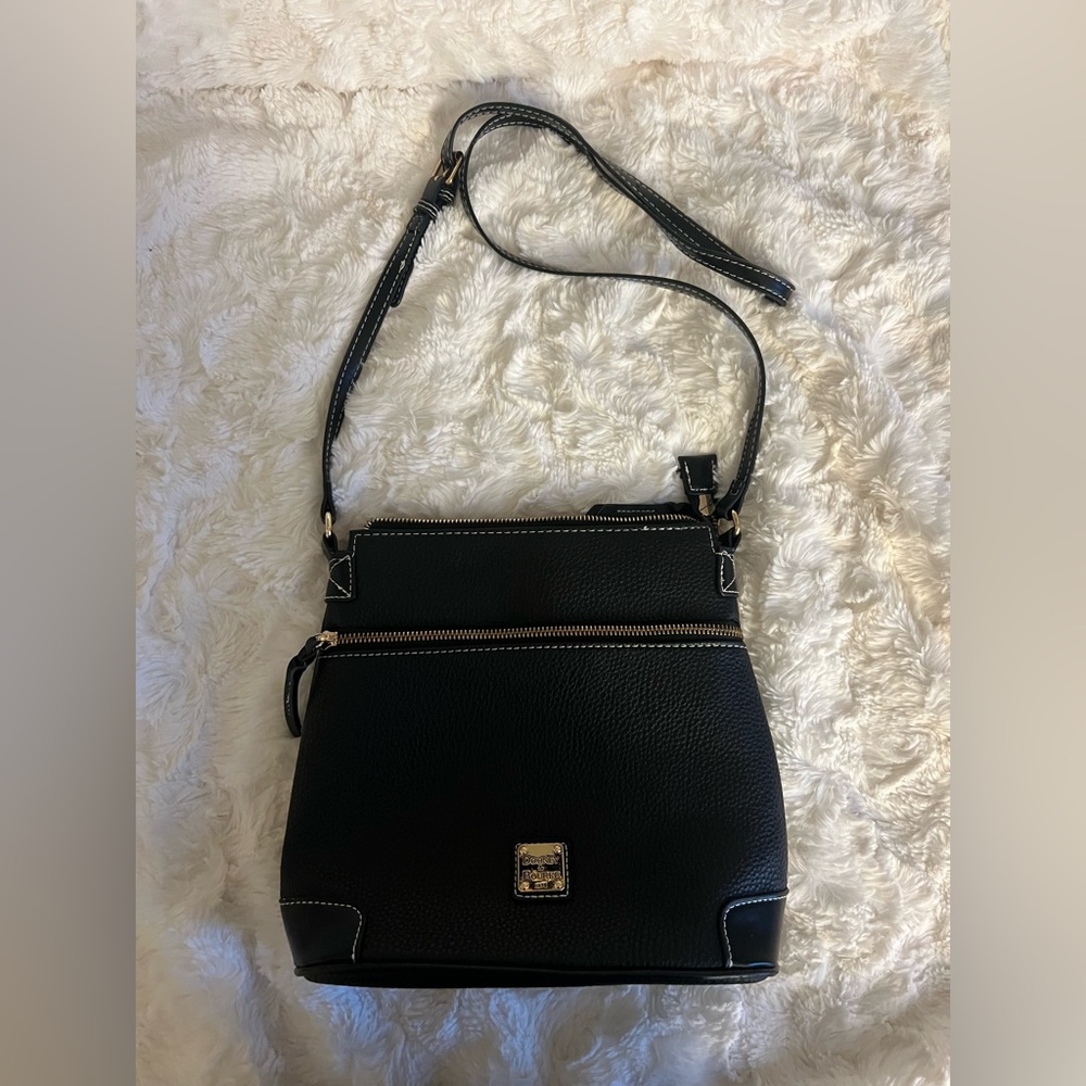 Dooney & Bourke Black Leather Crossbody Bag with Flap Closure